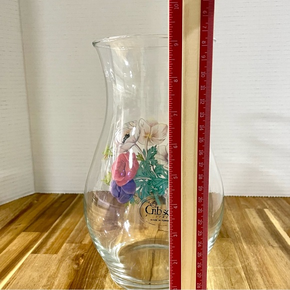 Vintage Gibson Housewares Floral Clear Glass Vase Made in Turkey - Picture 5 of 8